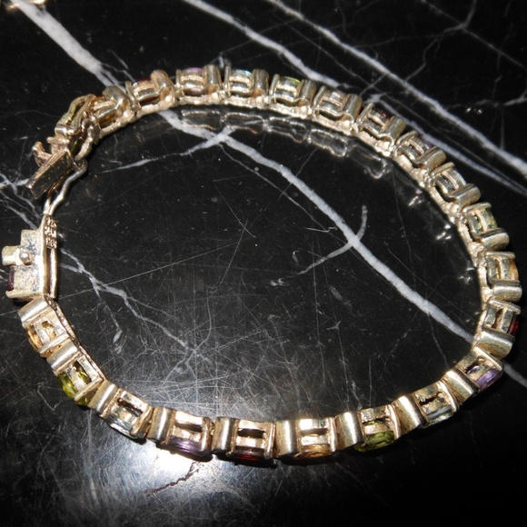 UP THAILAND 925 Sterling Silver Oval Multi Stone G - Picture 4 of 7